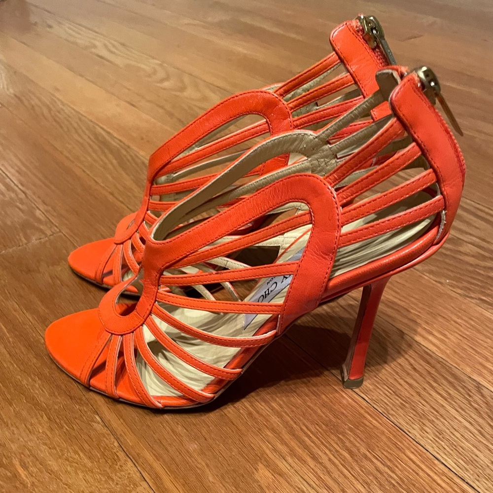 Jimmy Choo Orange Leather Sandal